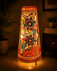 Andhra Pradesh Leather Puppetry Floral Decorative Showpiece Lamp