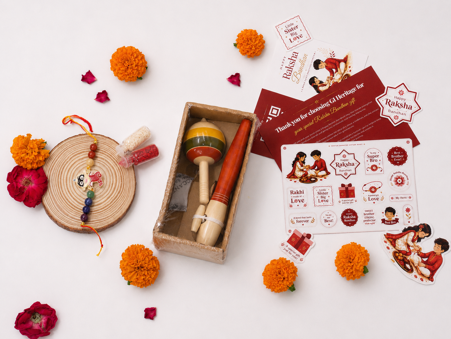 Spinning Top & Spindle Set- Kids Rakhi Combo 2
