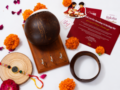 Coconut Shell Desk Duo-Rakhi Gift for Brother Combo 4