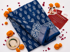 Linen Saree Set – Indigo-Rakhi Return Gift for Sister Combo 2