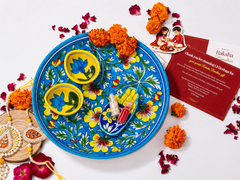 Jaipur Blue Pottery Bhaiya Bhabhi Rakhi Gift Hamper-Rakhi Thali Set Combo 2