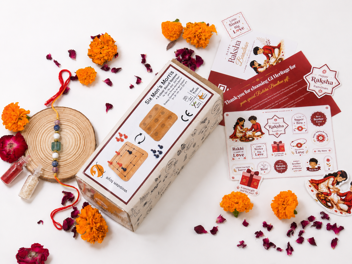Six Men's Morris Board - Kids Rakhi Combo 6