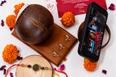 Coconut Shell Desk Duo-Rakhi Gift for Brother Combo 4