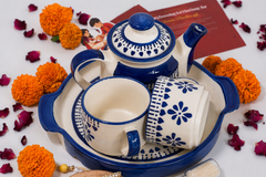 Blue Pottery Tea Kettle Set-Bhaiya-Bhabhi Rakhi Gift Hamper Combo 11
