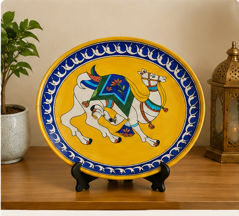 Designer Handmade Blue Pottery Of Jaipur Wall Plate