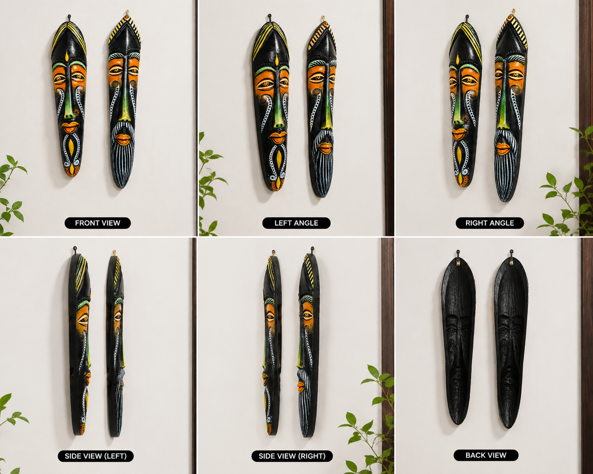 Thirukkanur Black and orange Face Wall Hanging
