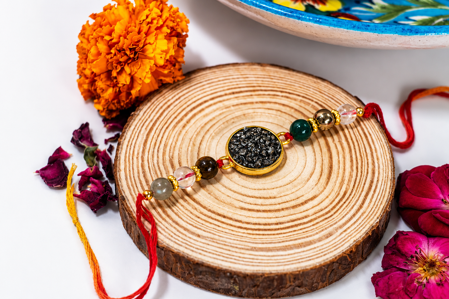 Jaipur Blue Pottery Rakhi Gift Hamper-Rakhi Thali Set Combo 1