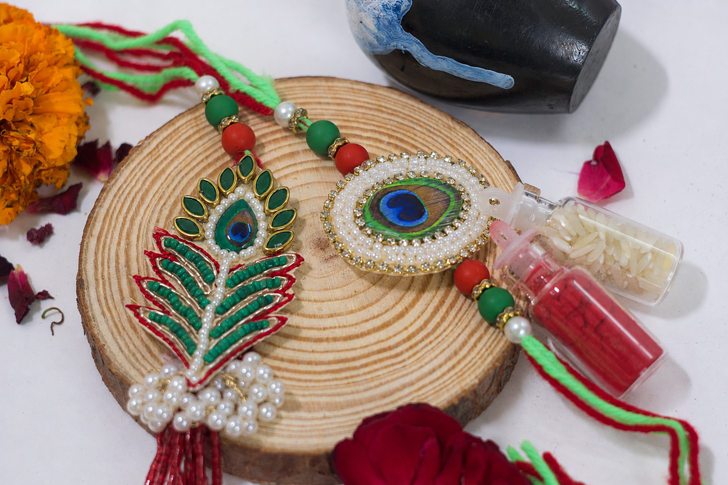 Nizamabad Black Pottery Trio-Bhaiya-Bhabhi Rakhi Gift Hamper Combo 10