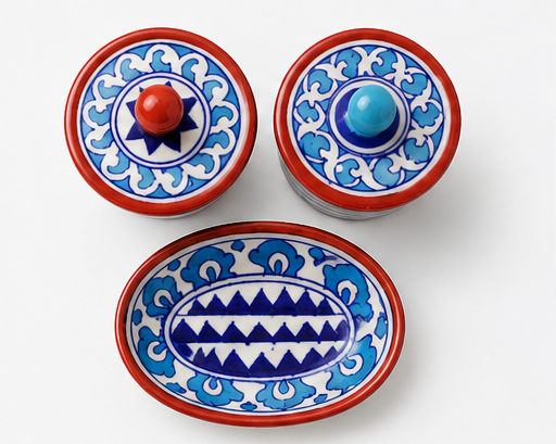 Blue & Red kitchen Container set of 3