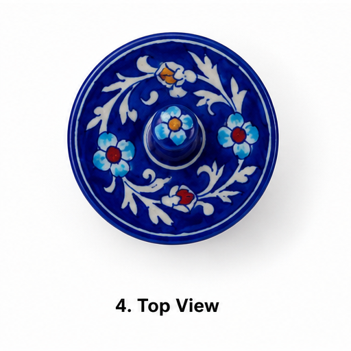 Handmade Blue Color Ceramic Jar With Flower Design Blue Pottery Of Jaipur