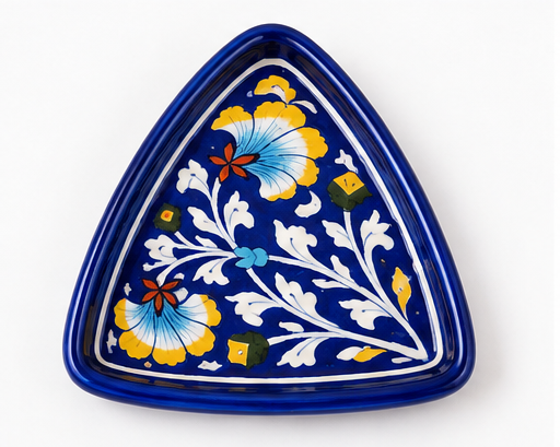 Blue & Yellow Floral Triangle tray