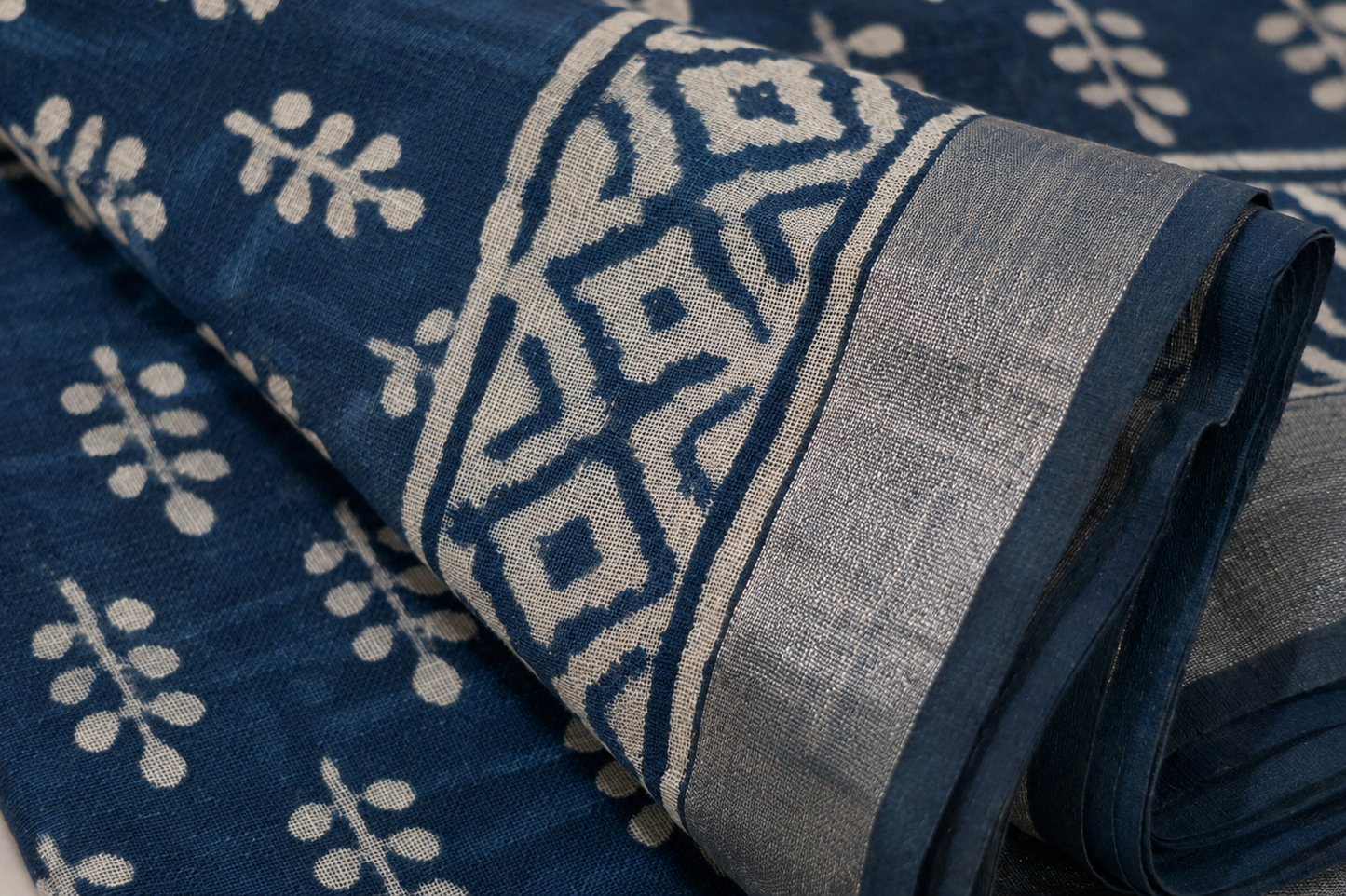 Linen Saree Set – Indigo-Rakhi Return Gift for Sister Combo 2