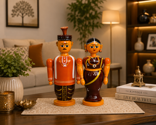 Handmade Etikoppaka Wooden Toy Of Beautiful Couple Marriage Small Pair