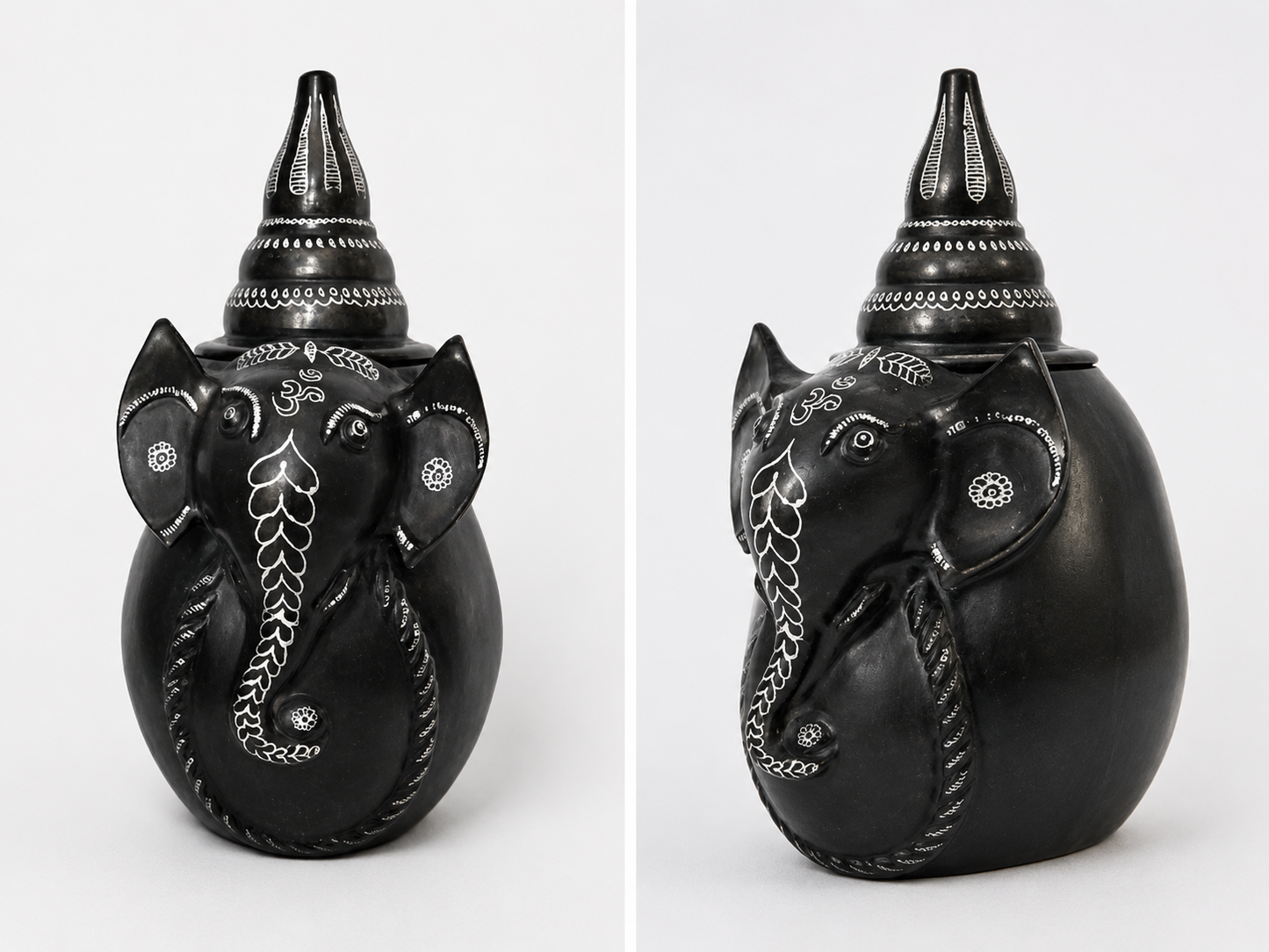 Handmade Eco-friendly Beautiful Black Pottery of Nizamabad Lord Ganesh Shaped Money Bank/ Gullakh