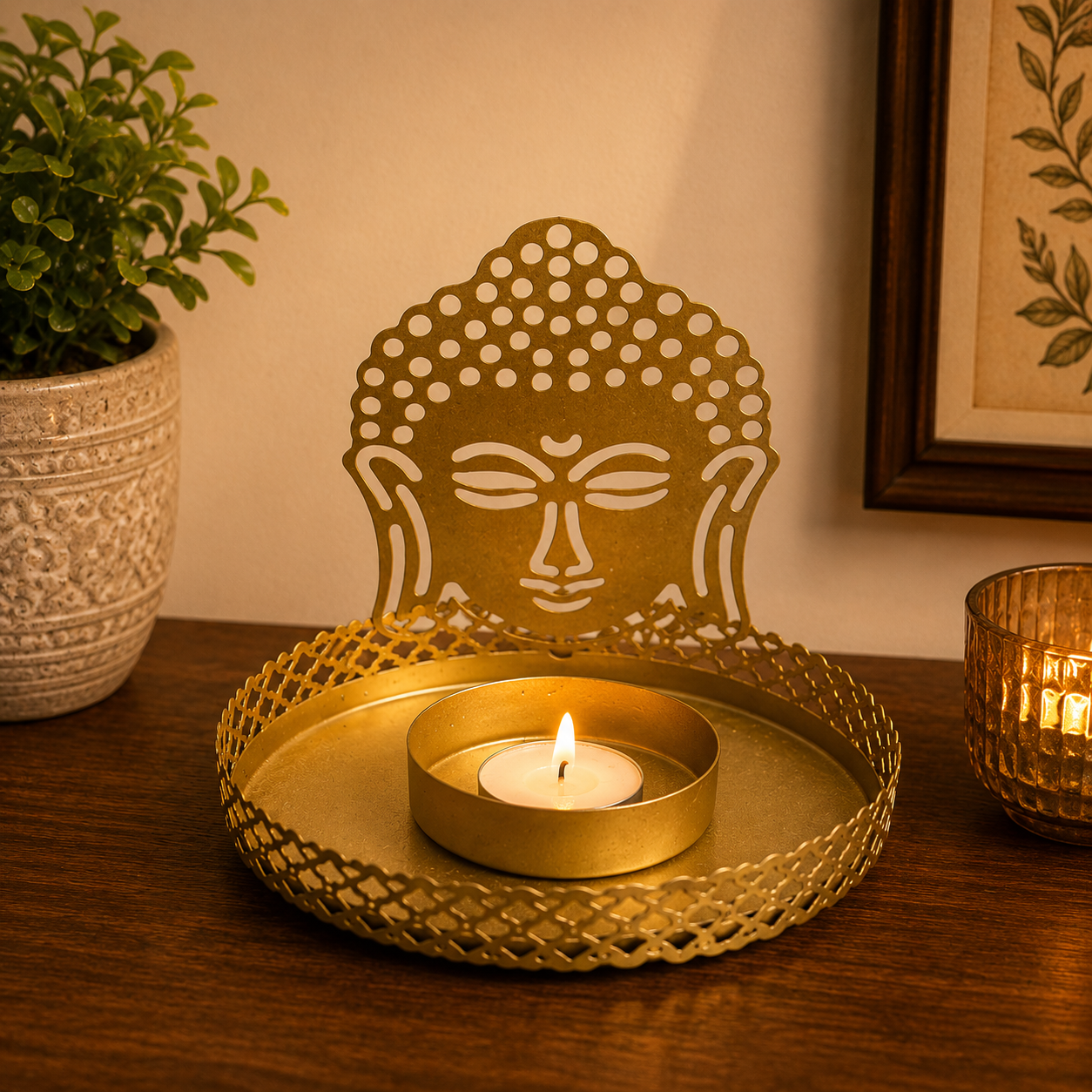 Buddha Iron Shadow Diya