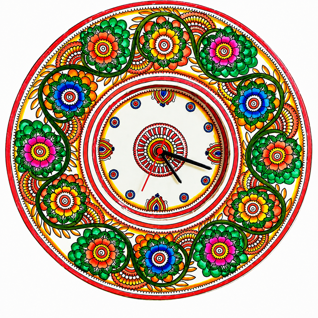Beautiful Flower Design Handpainted Clock