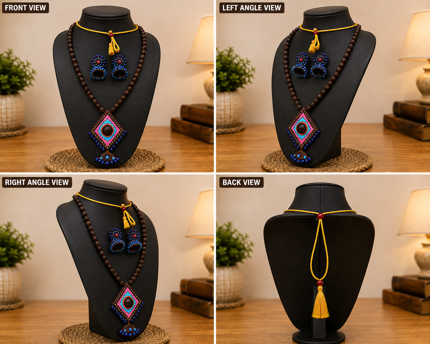 Multi-color Bankura Panchmura Terracotta Craft Necklace Jewellery Set