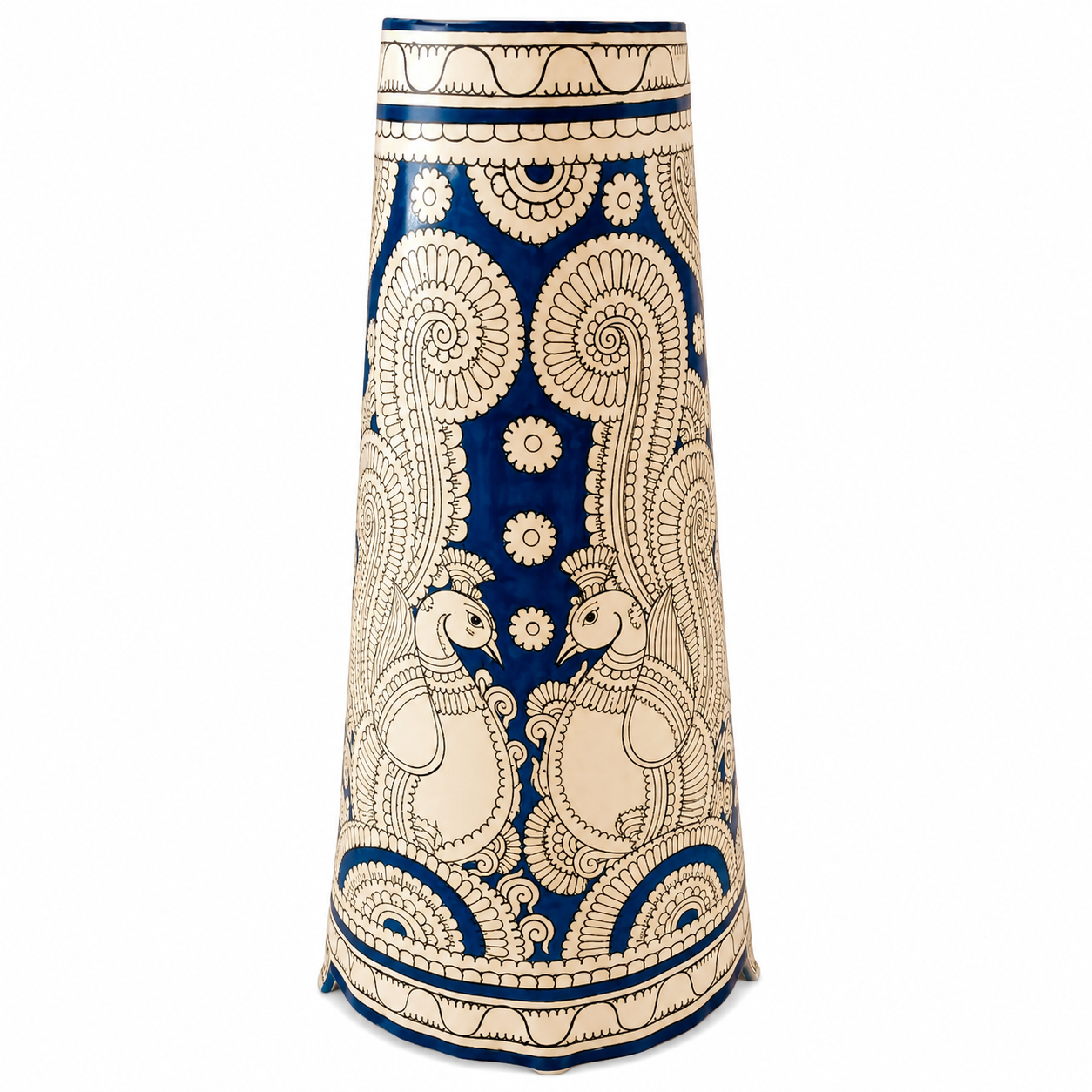Andhra Pradesh Leather Puppetry Peacock Printed Decorative Showpiece Lamp