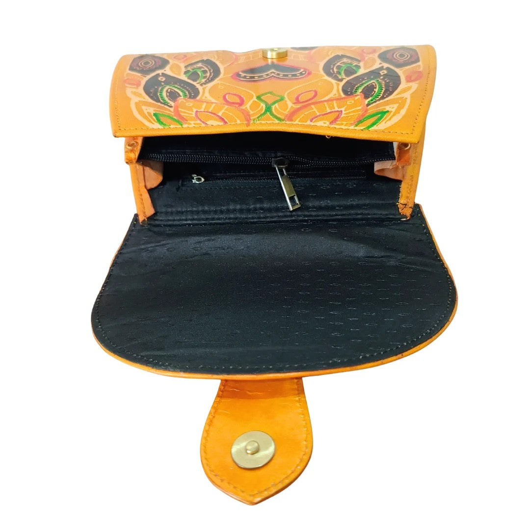 Genuine Pure Leather Handcrafted Handtooled Bag owl Sling