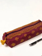 Small Toilet Case Maroon khadi cotton pouch bag