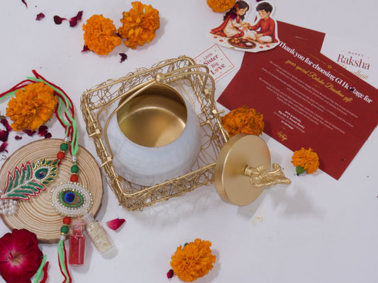 Moradabad Metal Basket Set-Bhaiya-Bhabhi Rakhi Gift Hamper Combo 9