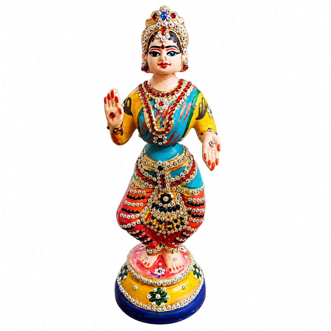 Multicolored Thanjavur Dancing Doll - 12 Inch