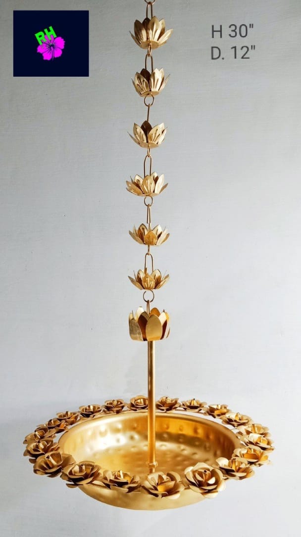 Hanging Decorative Metal Traditional Urli with Chain