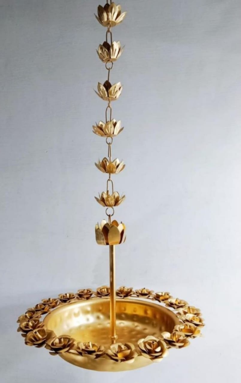 Hanging Decorative Metal Traditional Urli with Chain