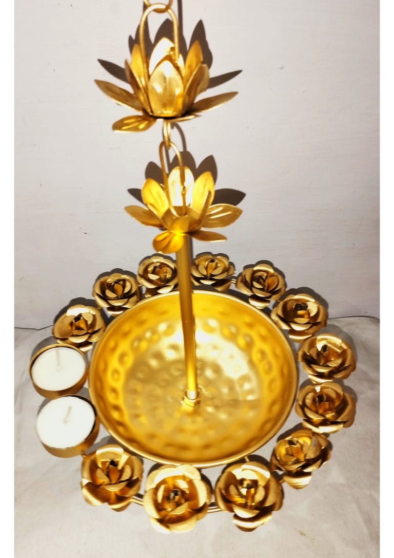 Hanging Decorative Metal Urli Traditional Urli with Chain