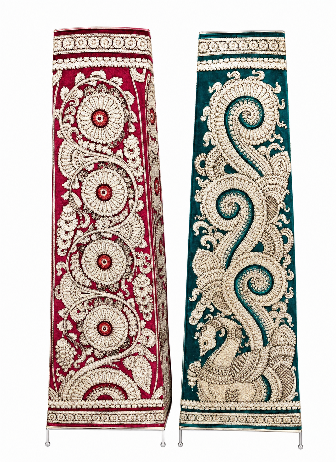 Andhra Pradesh Leather Puppetry Decorative Showpiece Lamp (Set of 2)