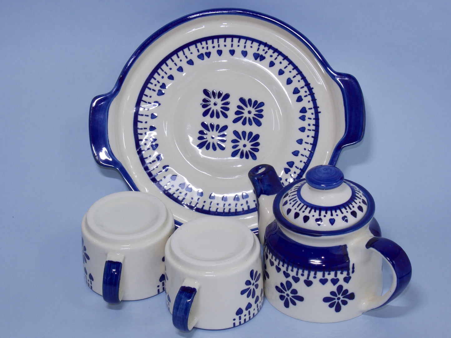 Blue Pottery Tea Kettle Set-Bhaiya-Bhabhi Rakhi Gift Hamper Combo 11