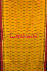 Yellow Damru Double Border Khandua Cotton Saree
