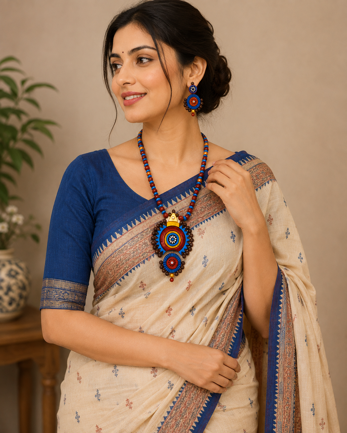 Trendy Look Bankura Panchmura Terracotta Craft Necklace Jewellery Set