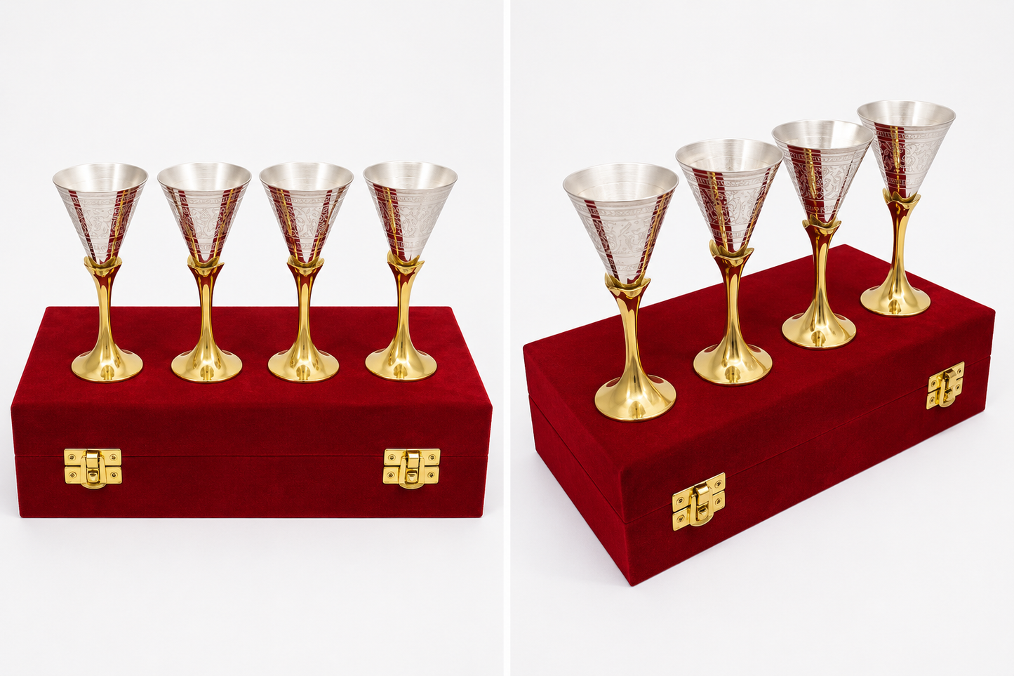 Silver Finish Set Of 4 Wine Glass