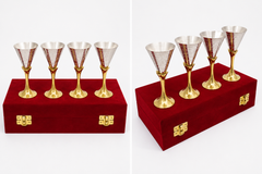 Silver Finish Set Of 4 Wine Glass