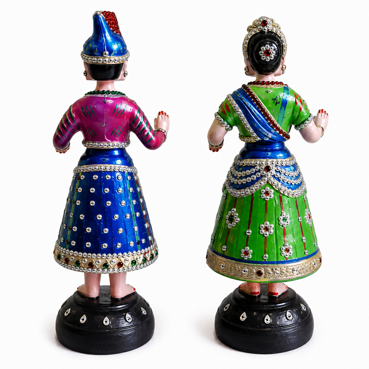 Multicolored Thanjavur Dancing Doll - 11 Inch with Stone Work