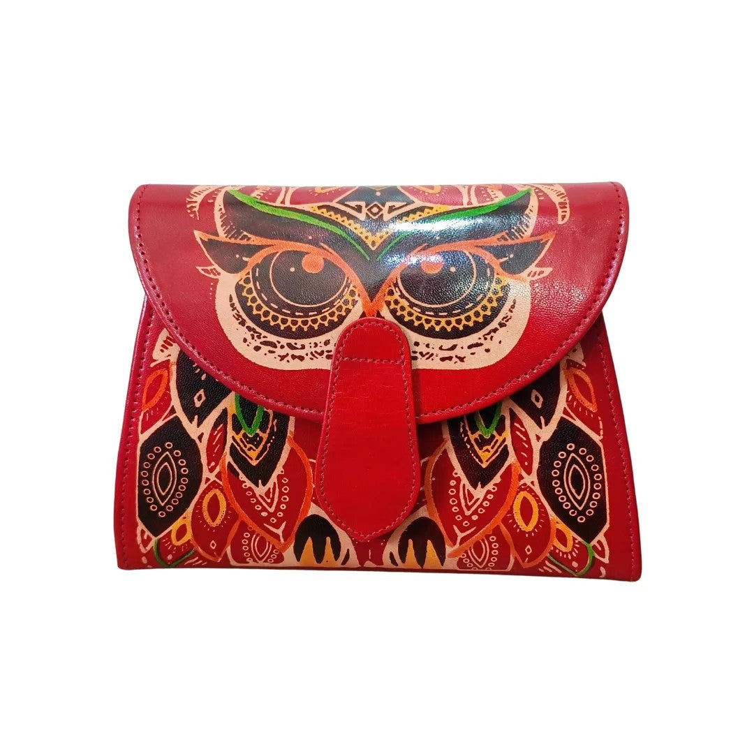 Genuine Pure Leather Handcrafted Handtooled Bag owl Sling