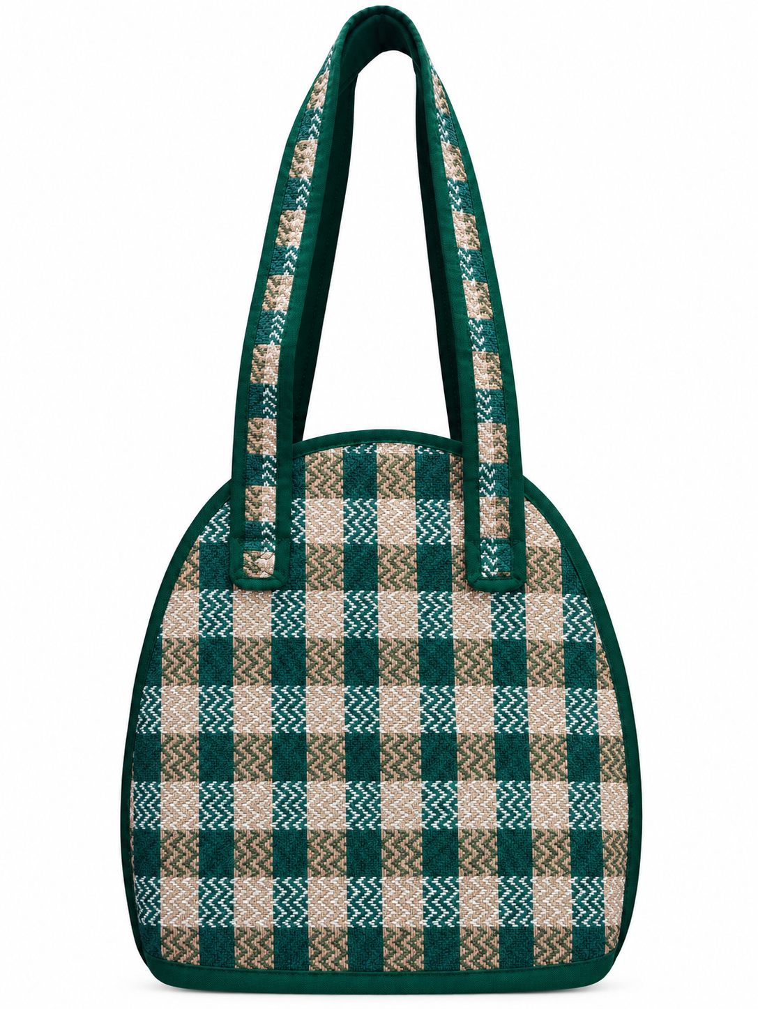 Beautiful Green & Beige Madur Kathi Bag