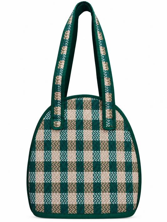 Beautiful Green & Beige Madur Kathi Bag