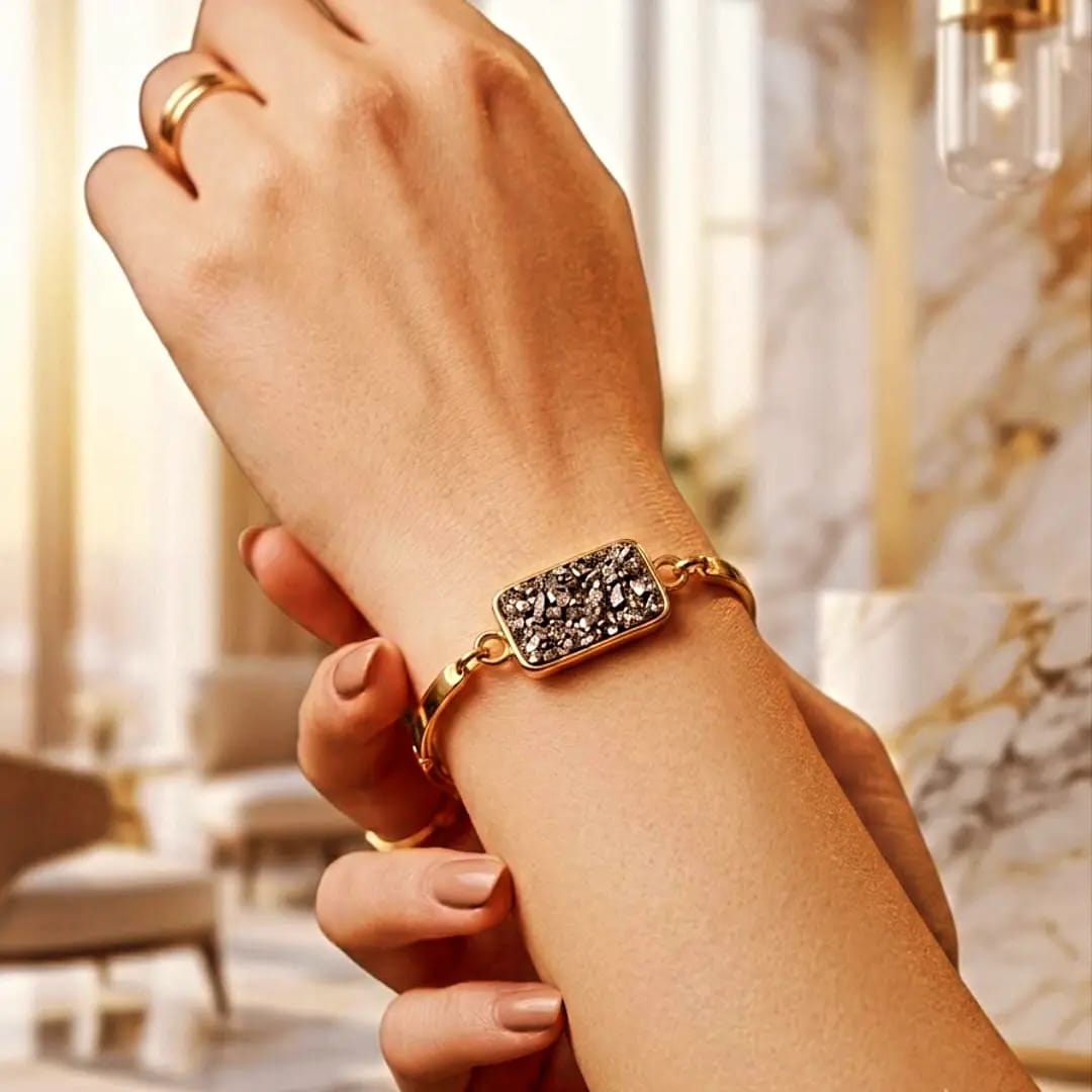 Agates Natural Pyrite Crystal Bracelet