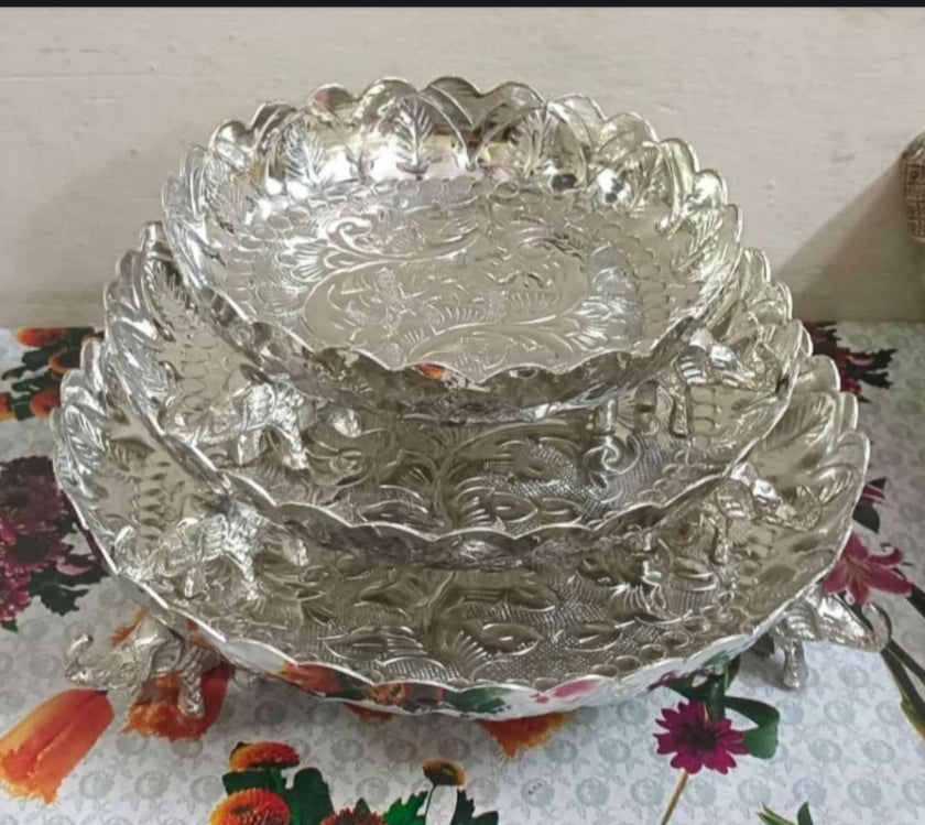 Premium Elephant Stand Serving Bowls/Platters Set (Set of 3)