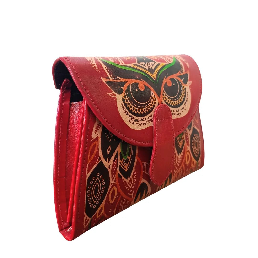 Genuine Pure Leather Handcrafted Handtooled Bag owl Sling