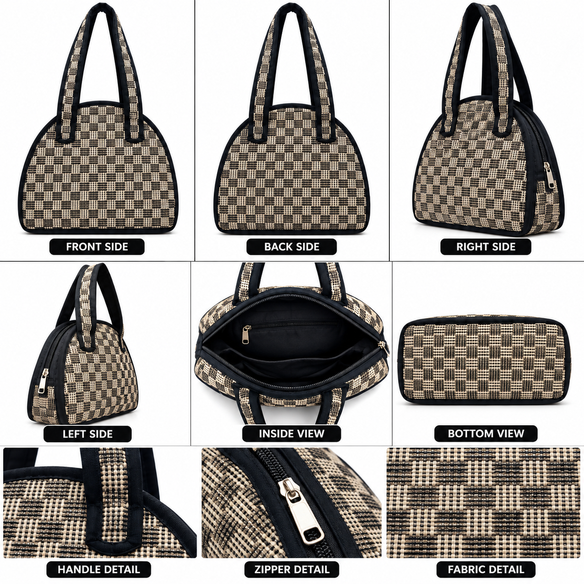 Brown Checks Design Madur Kathi Bag