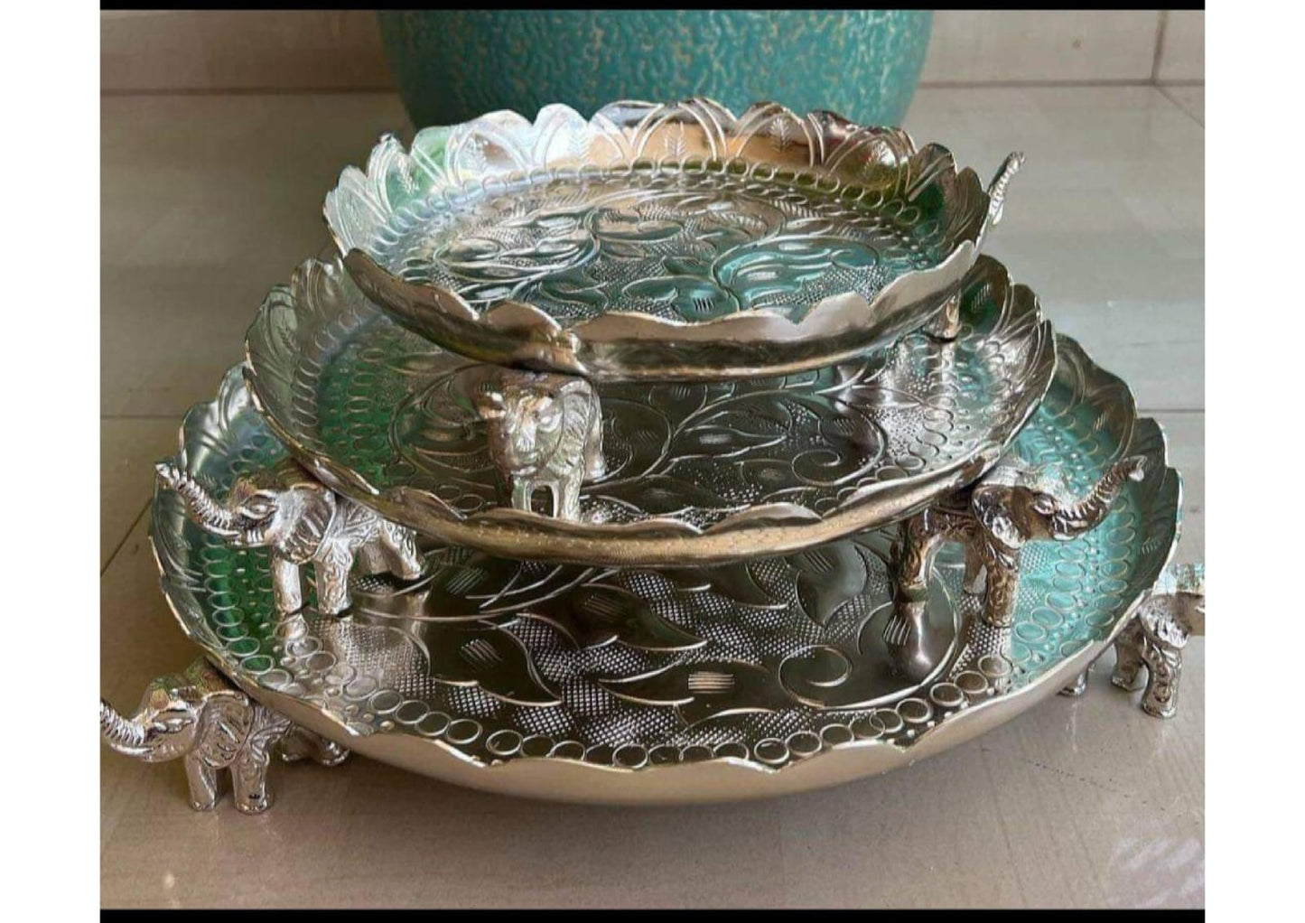 Premium Elephant Stand Serving Bowls/Platters Set (Set of 3)