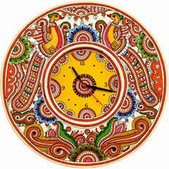 Beautiful Yellow Handpainted Peacock Design Clock