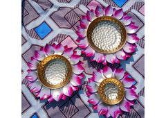 Attractive Iron Lotus Design Urli Set (Set of 3)