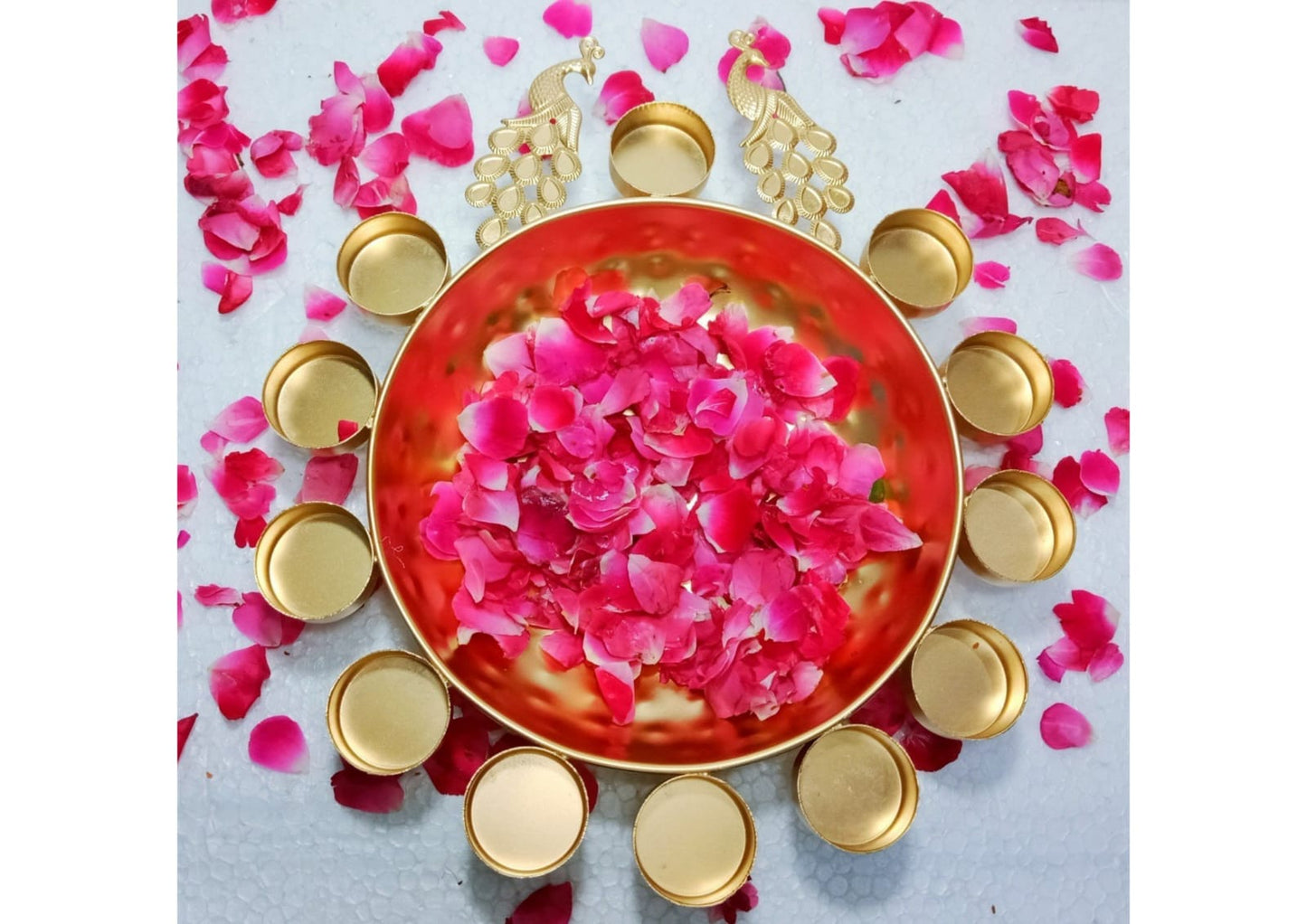 Attractive Iron Lotus Design Golden Urli Set (Set of 3)