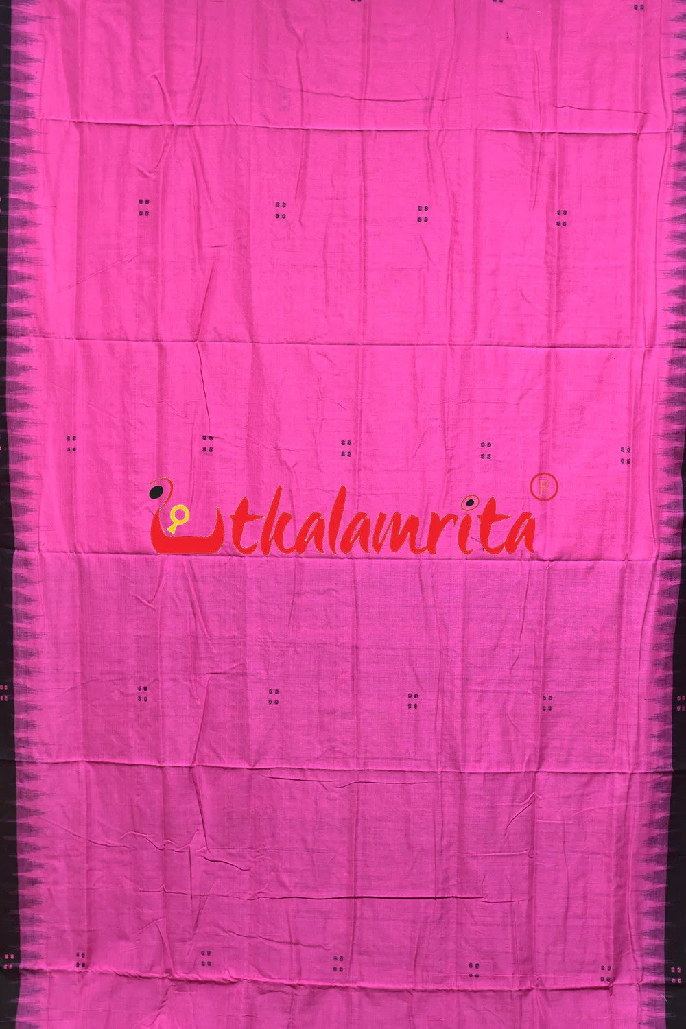 Pink Black Four Buti Khandua Cotton Saree