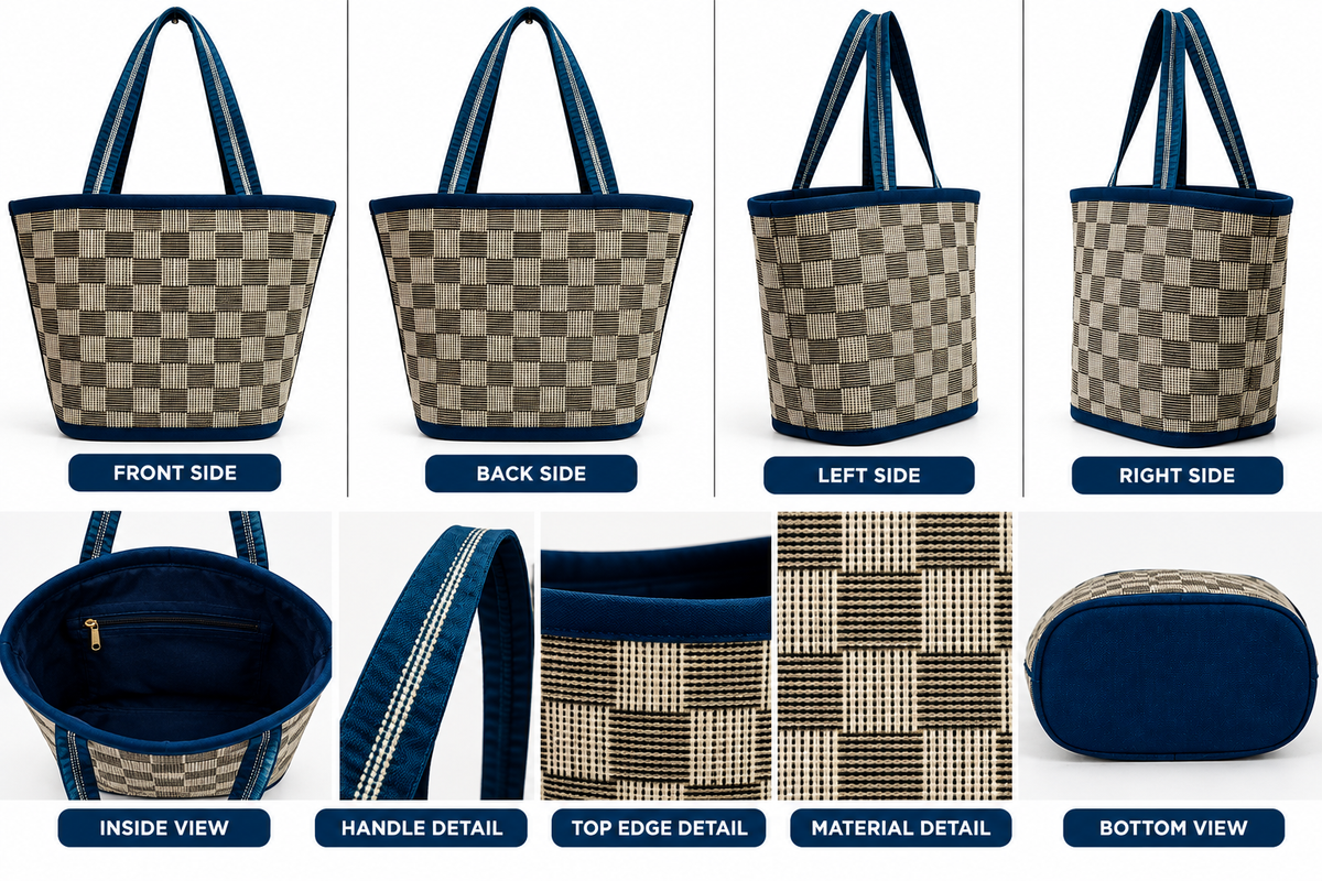 Blue & Beige Design Madur Kathi Bag