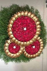 Attractive Iron Lotus Design Patta Urli Set (Set of 3)